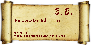 Borovszky Bálint névjegykártya