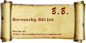 Borovszky Bálint névjegykártya