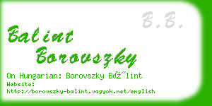 balint borovszky business card